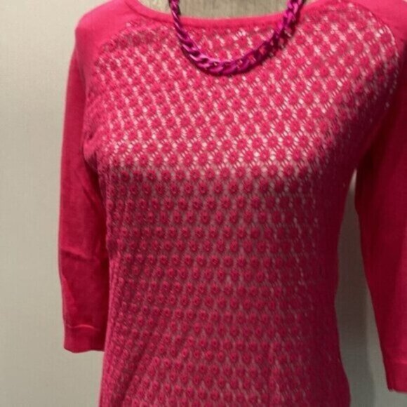 Jessica Hot Pink Crochet Sweater - Picture 3 of 9